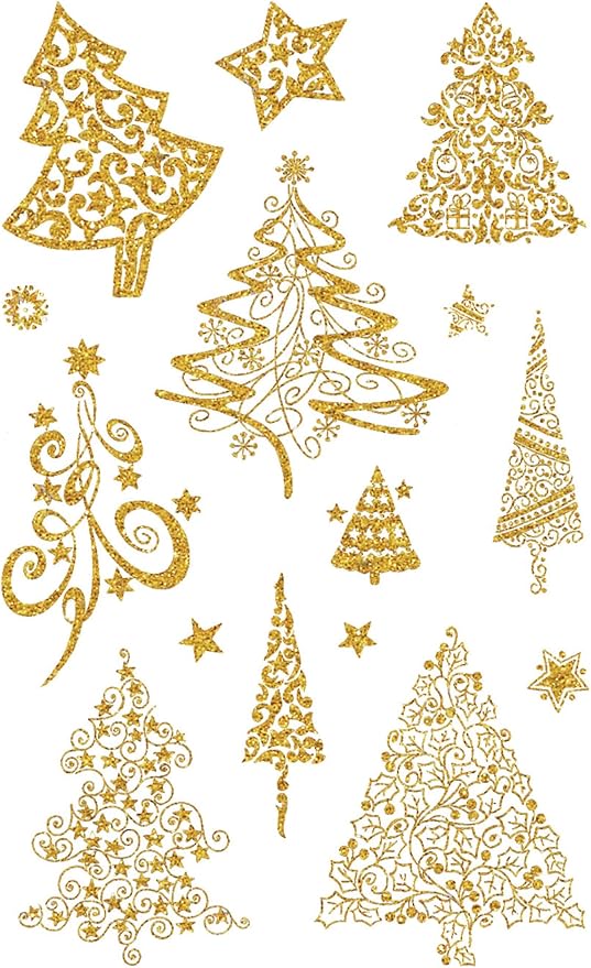 Avery Zweckform 52273 Weihnachtssticker - Goldgeprägten Weihnachtsbäume