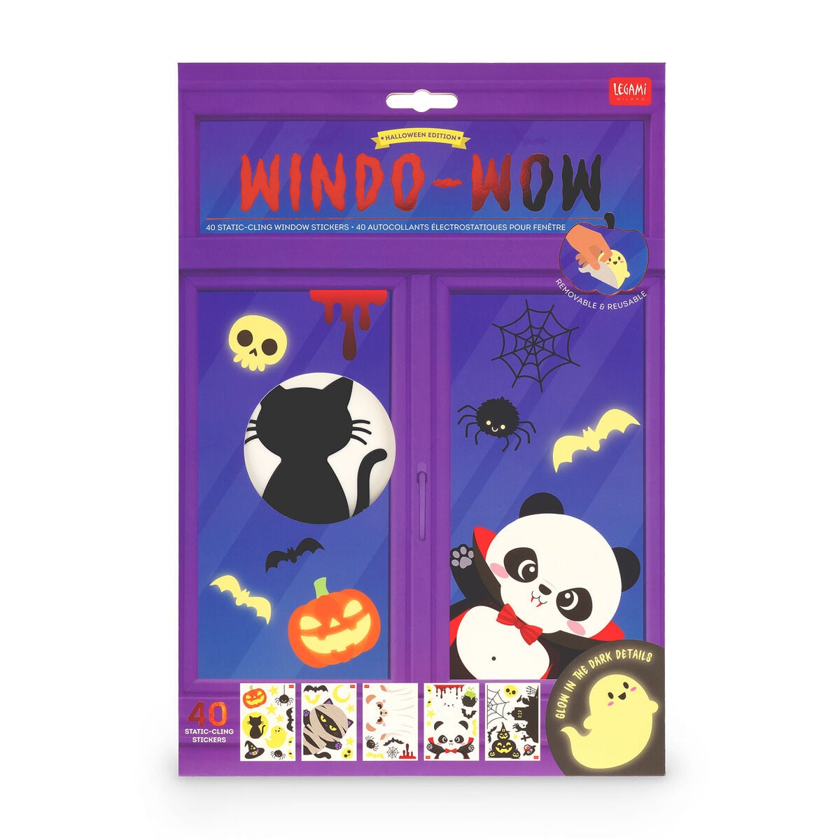 Legami Set mit 40 elektrostatischen Fensteraufklebern - Windo-Wow - Halloween