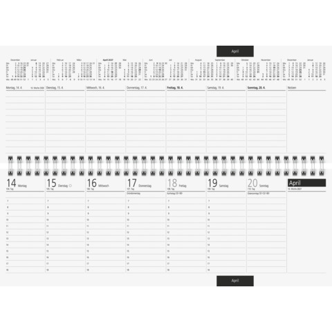 Rido/idé Querterminbuch Sequenz 2027 – Tischkalender 297×105 mm, Karton-Einband Trucard, weiß