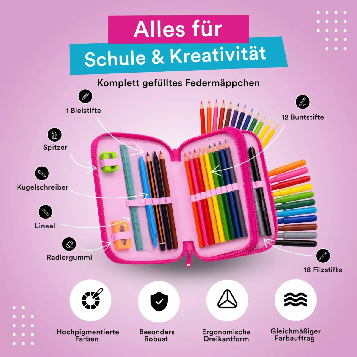 Coolpack JUMPER 2 gefülltes Etui Hello Kitty Sweet Leopard – 2 Fächer, 35-teilig
