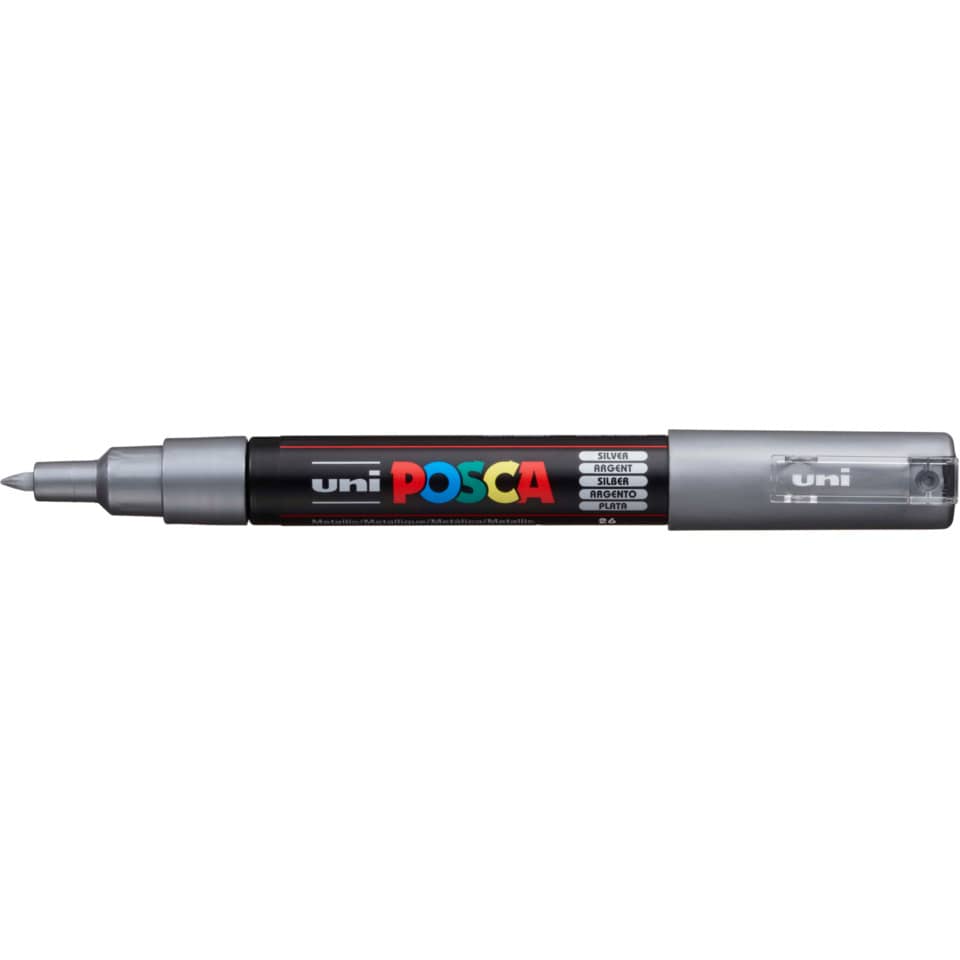 Uni-Posca Acrylstift PC-1MC, Pigmentmarker, Rundspitze, 0.70 mm - Silber