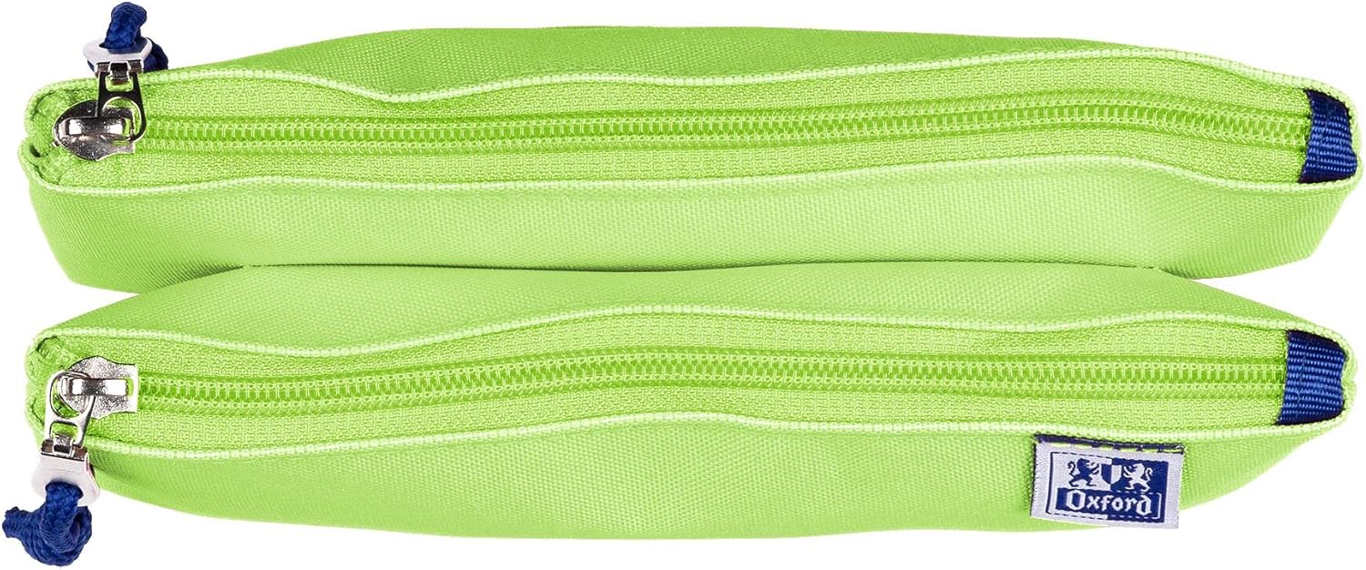 Oxford Federmäppchen mit Doppel-Fach, 2 Taschen, neongrün