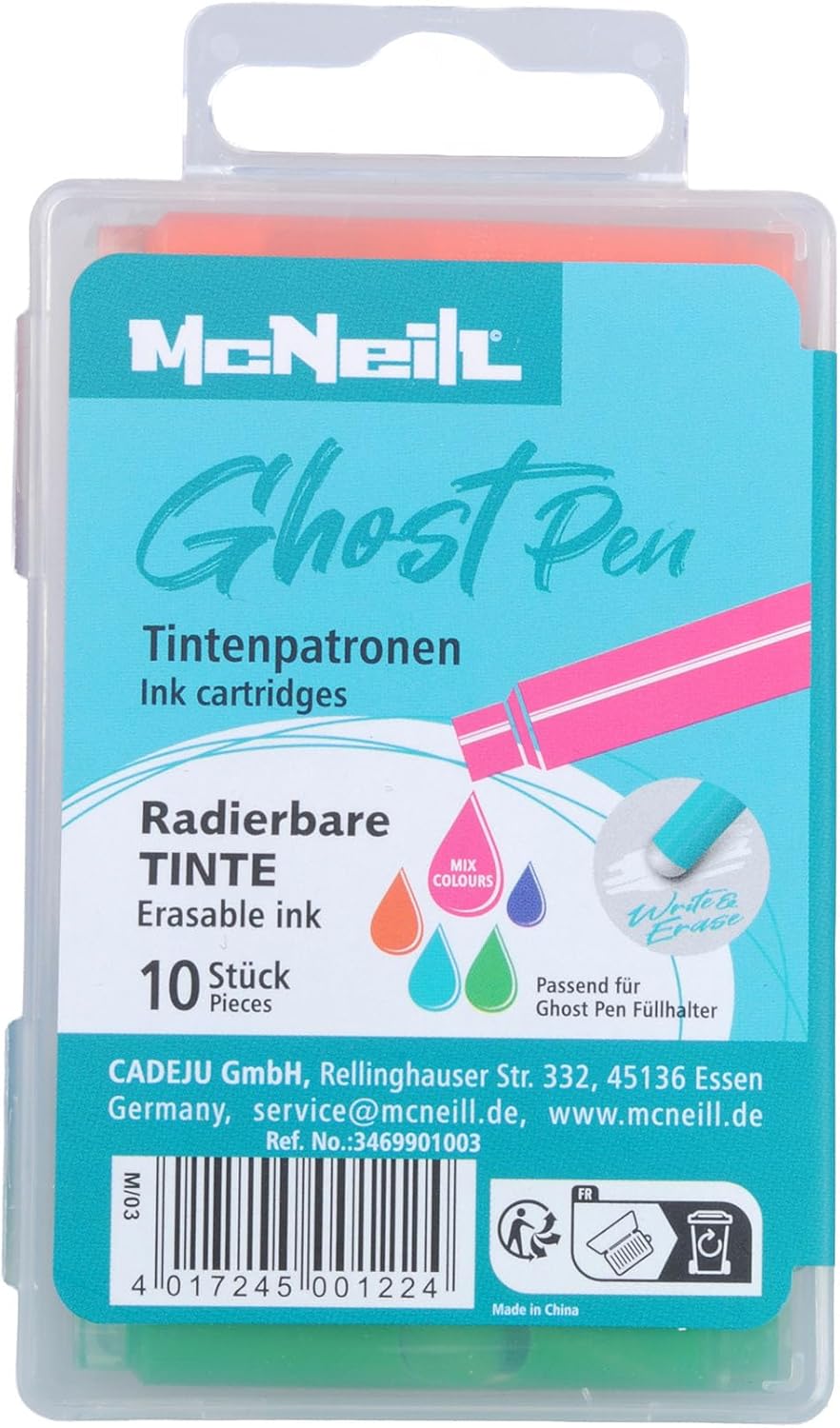 McNeill - Ghost Pen Tintenpatronen - thermisch radierbare Tinte - gemischte Farben McNeill - Ghost Pen Tintenpatronen - thermisch radierbare Tinte - gemischte Farben