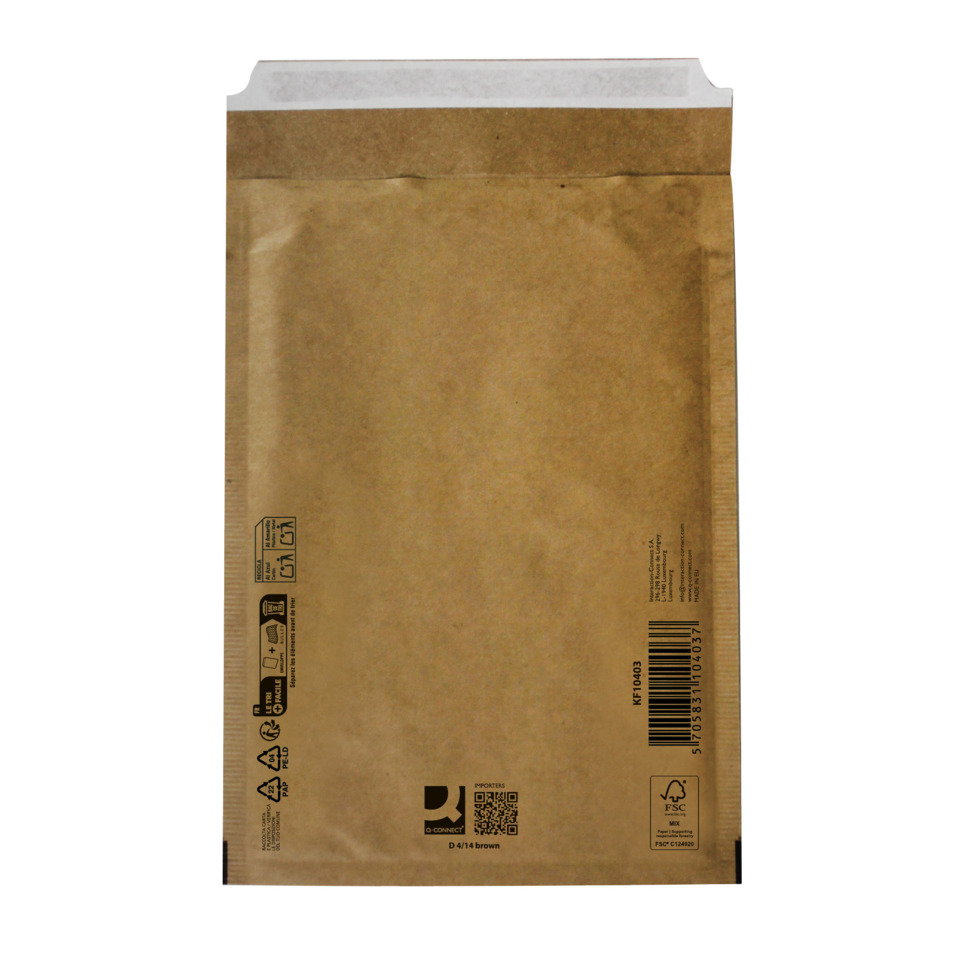 Q-CONNECT Luftpolstertasche D4/14 für A5, 180 x 265 mm, braun