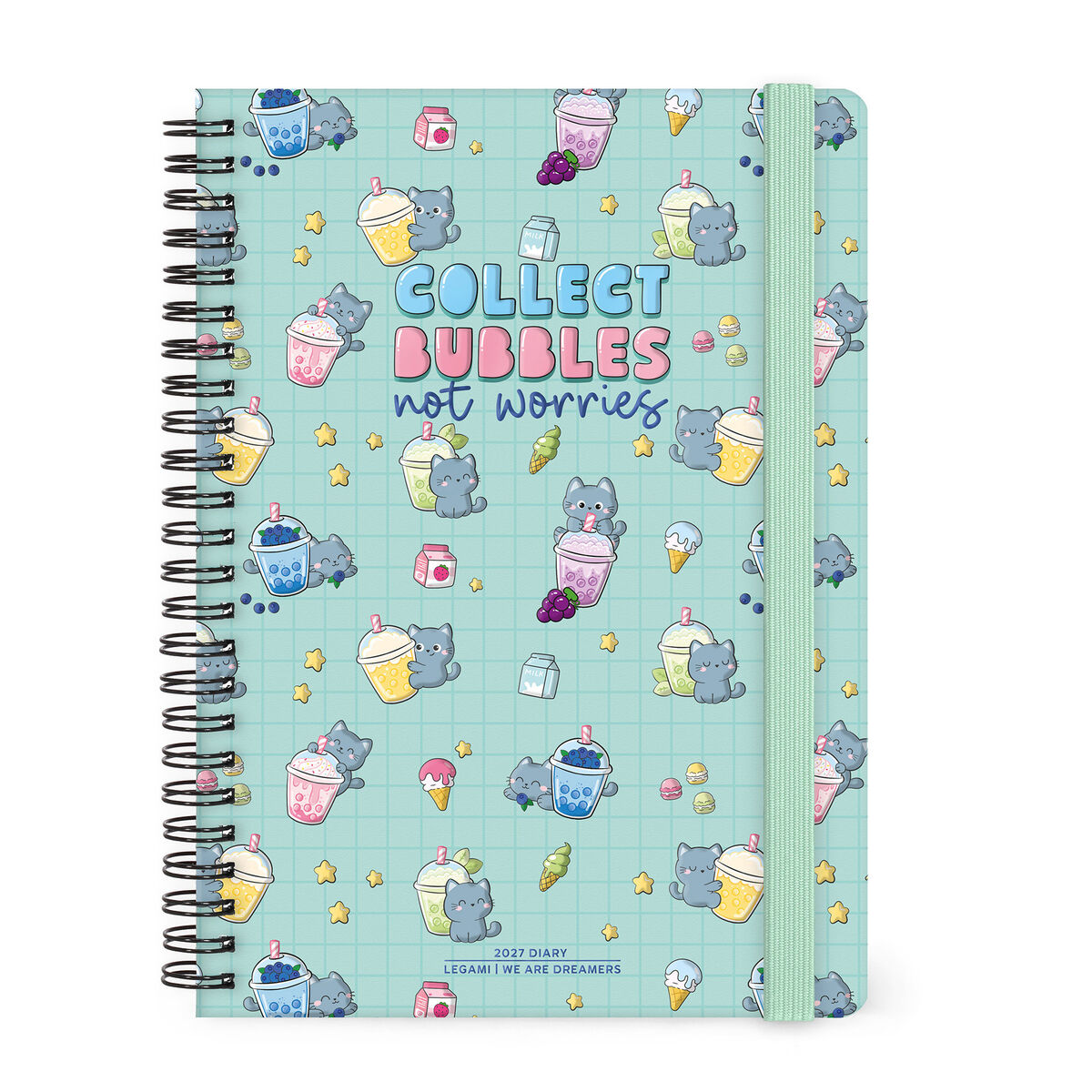 Legami 12-Month Spiral-Bound Weekly Diary Large „Kitty Bubble Tea“ – 2027