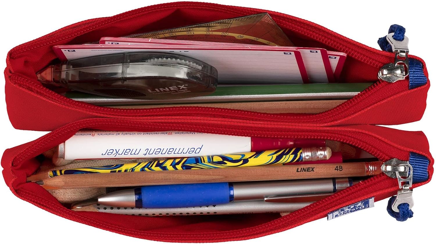 Oxford Federmäppchen mit Doppel-Fach, 2 Taschen, rot