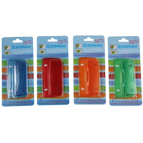 DONAU Taschenlocher, 2-Loch, 12 cm Skala, Kunststoff, sortiert