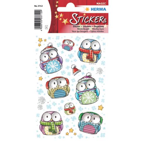 HERMA 3712 Sticker Winter Eulen, Wackelaugen, 8 Stück