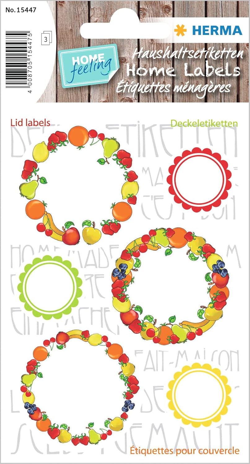 HERMA Home Labels - Marmeladen Etiketten, Küchen Aufkleber , 18 Stück, ø 24/43mm - 15447