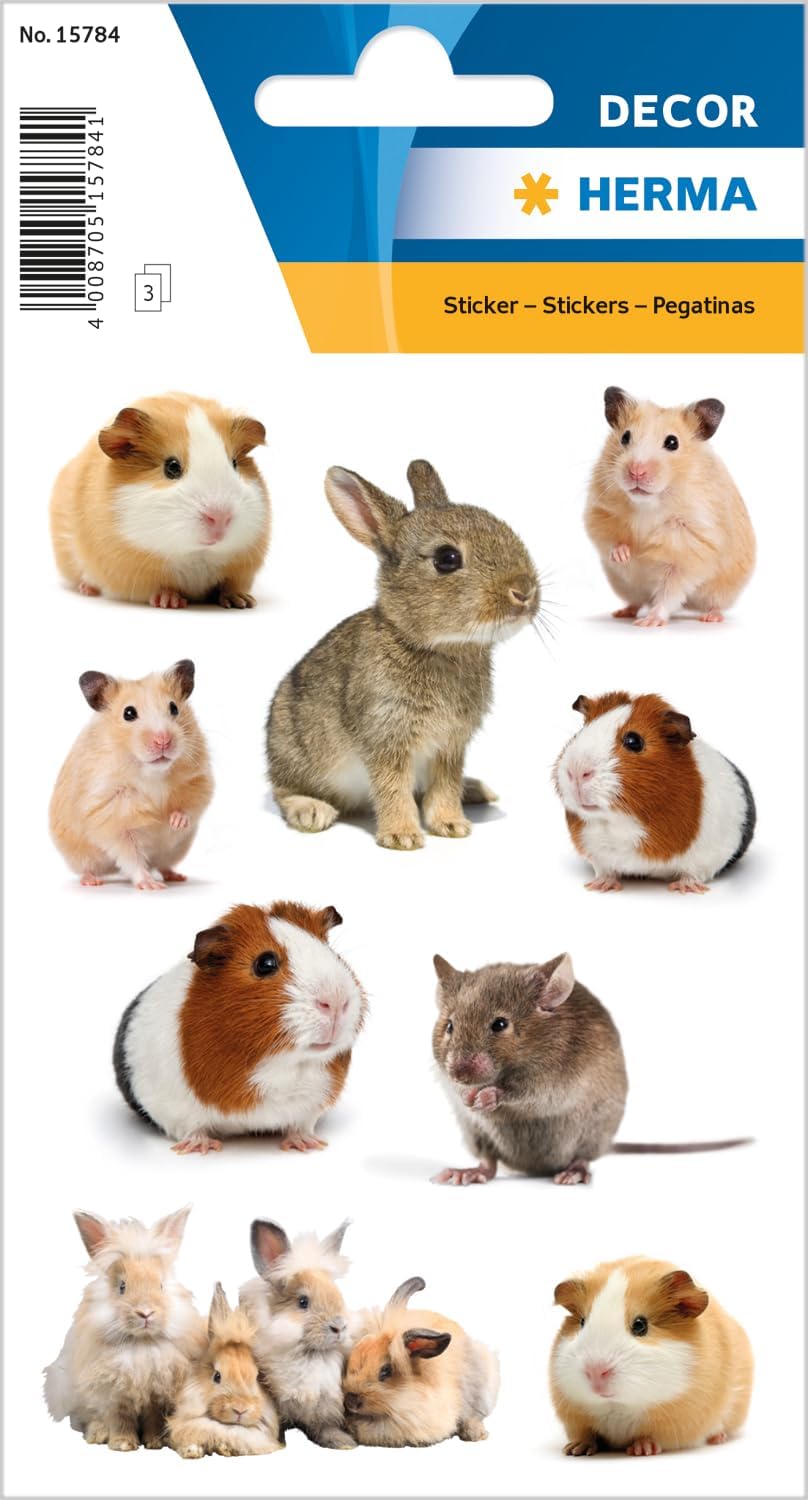 HERMA Decor Sticker Maus, Hamster, Hase, Kaninchen, Meerschweinchen - 15784