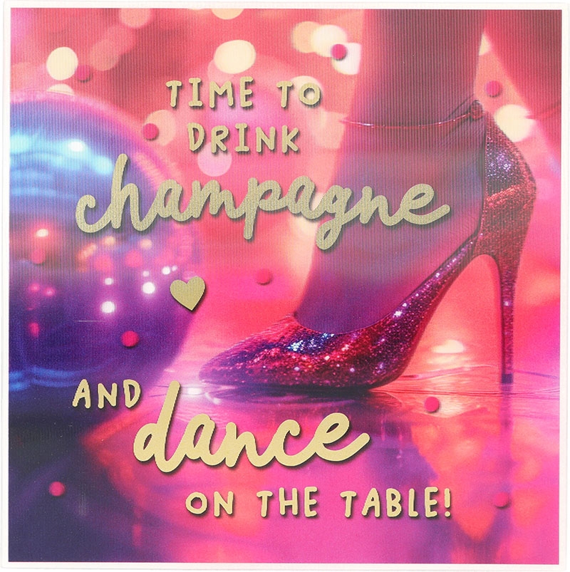 3D Musikkarte quadratisch - 004 - "Time to drink champagne and dance..."