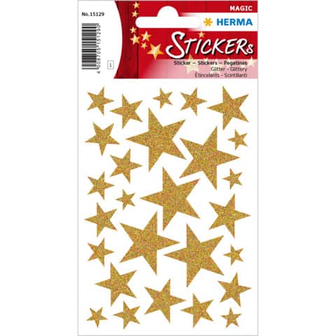HERMA 15129 Weihnachtssticker Magic Sterne, gold