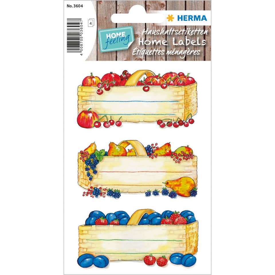 HERMA Home Labels - Marmeladen Etiketten, Küchen Aufkleber , 12 Stück, 76 x 35 mm - 3604