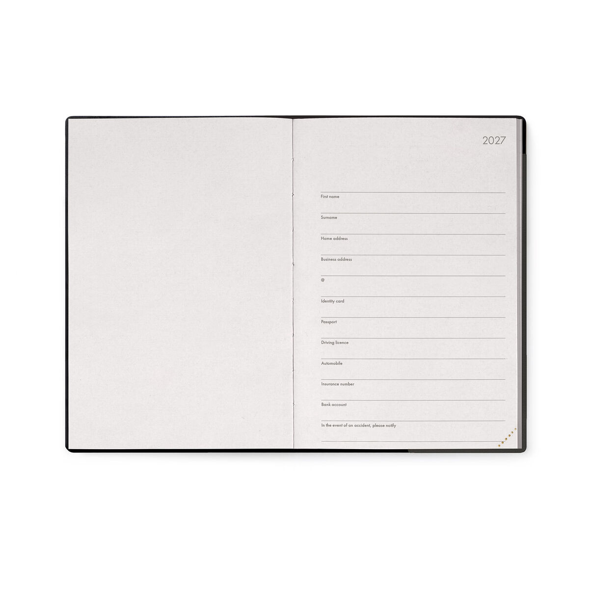 Legami Medium Weekly Diary mit Notizbuch „Black Suit“ – 2028