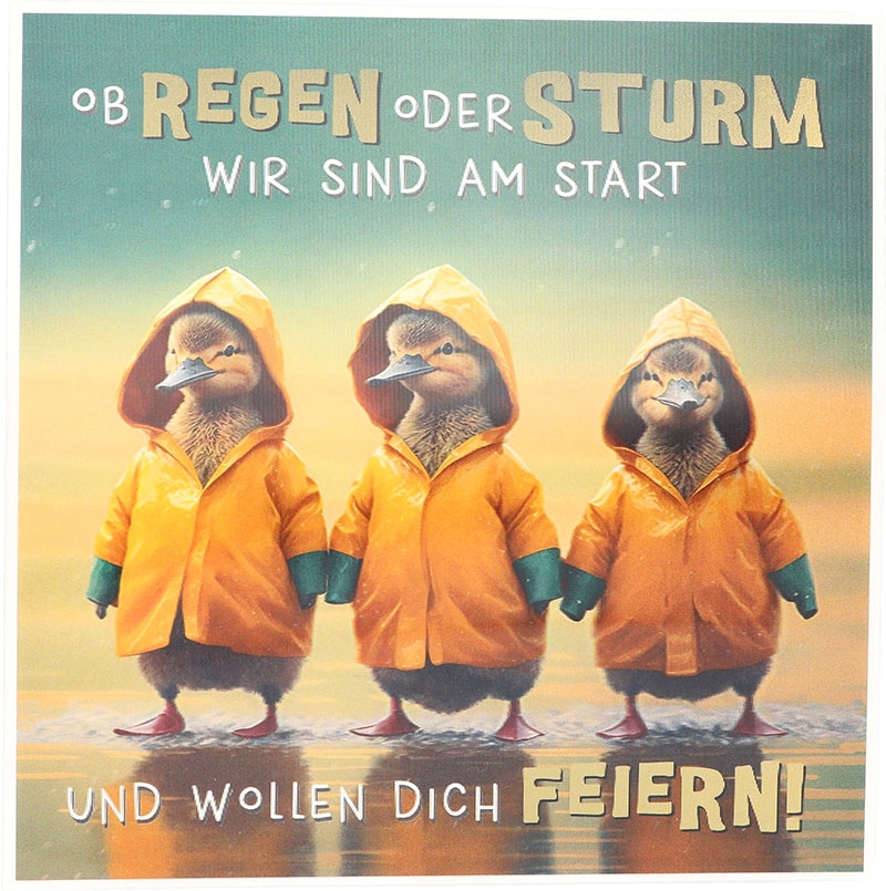3D Musikkarte quadratisch - 027 - "Ob Regen oder Sturm: Wir sind am Start.."