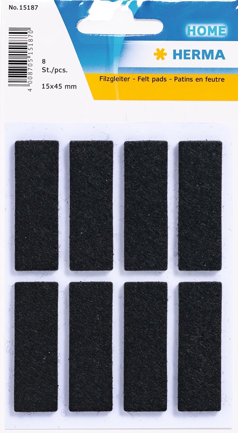 HERMA Home - Filzgleiter - schwarz, rechteckig, 6 Aufkleber, 15x45mm- 15187