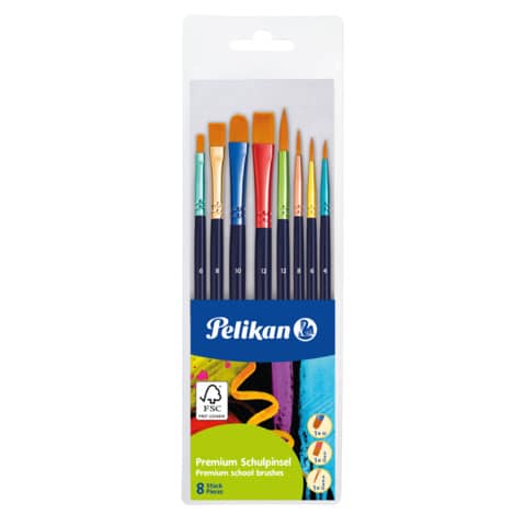 Pelikan Pinselset Premium PI8/PB, 8 Stück sortiert