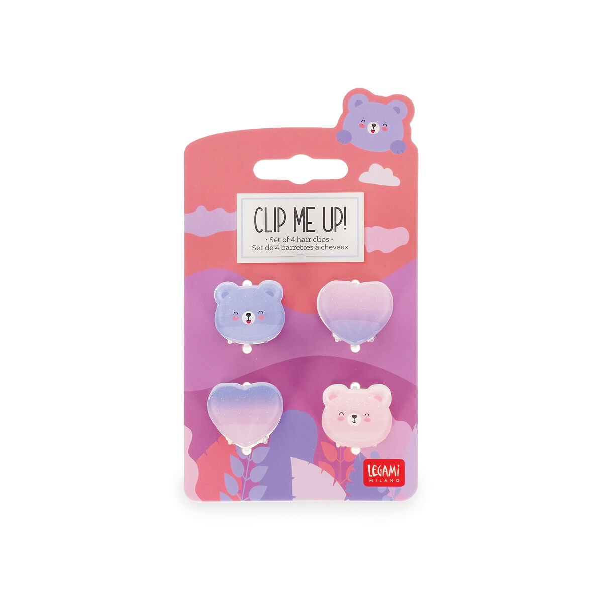Legami Clip Me Up! - 4 Haarclip Set - Teddy