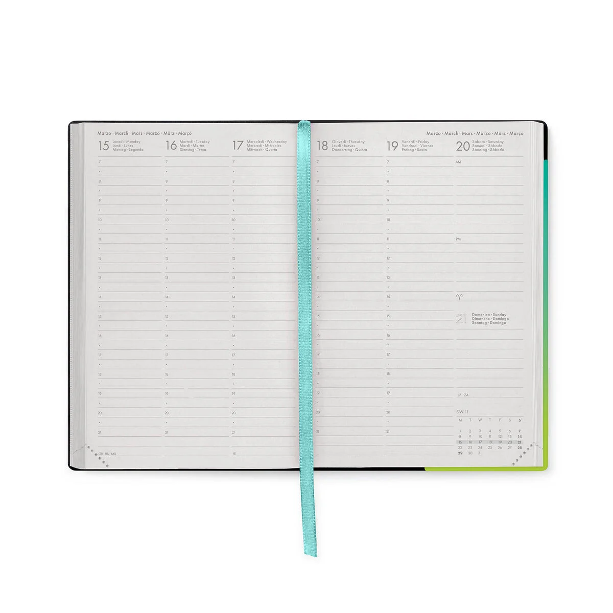 12-Month Medium Weekly Diary 2027 - Shades of Green