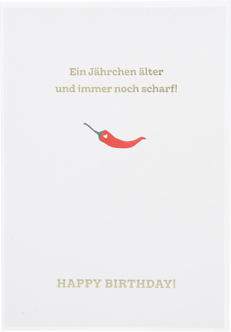 Besonders schön Klappkarte mit Naturpapier-Umschlag - 001 - "Ein Jährchen älter und immer noch scharf"