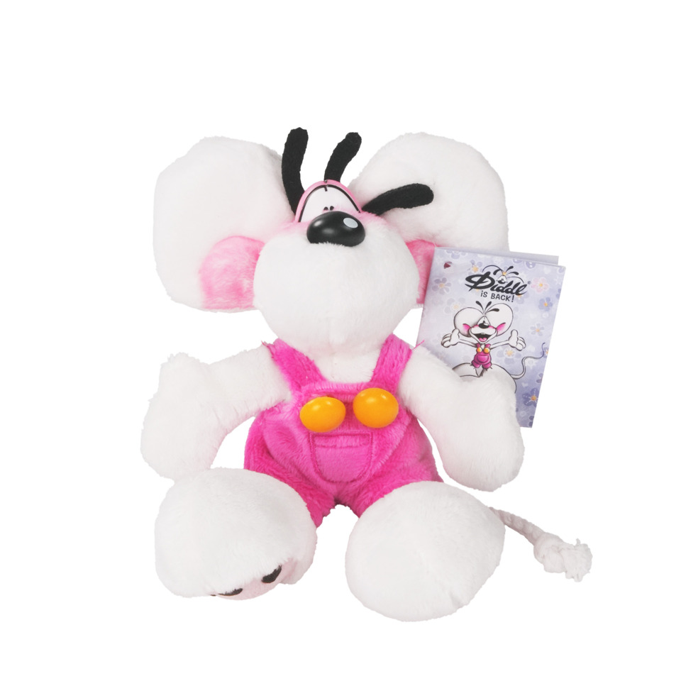 Diddl Schlüsselanhänger mit Latzhose, 15 cm, Plüsch, rosa