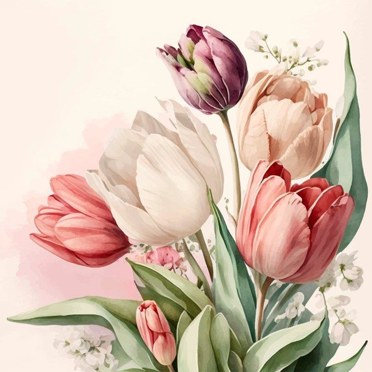 PAPER+DESIGN Motivserviette, Vintage Tulpen 33 x 33 cm, 3-lagig, 20 Stück