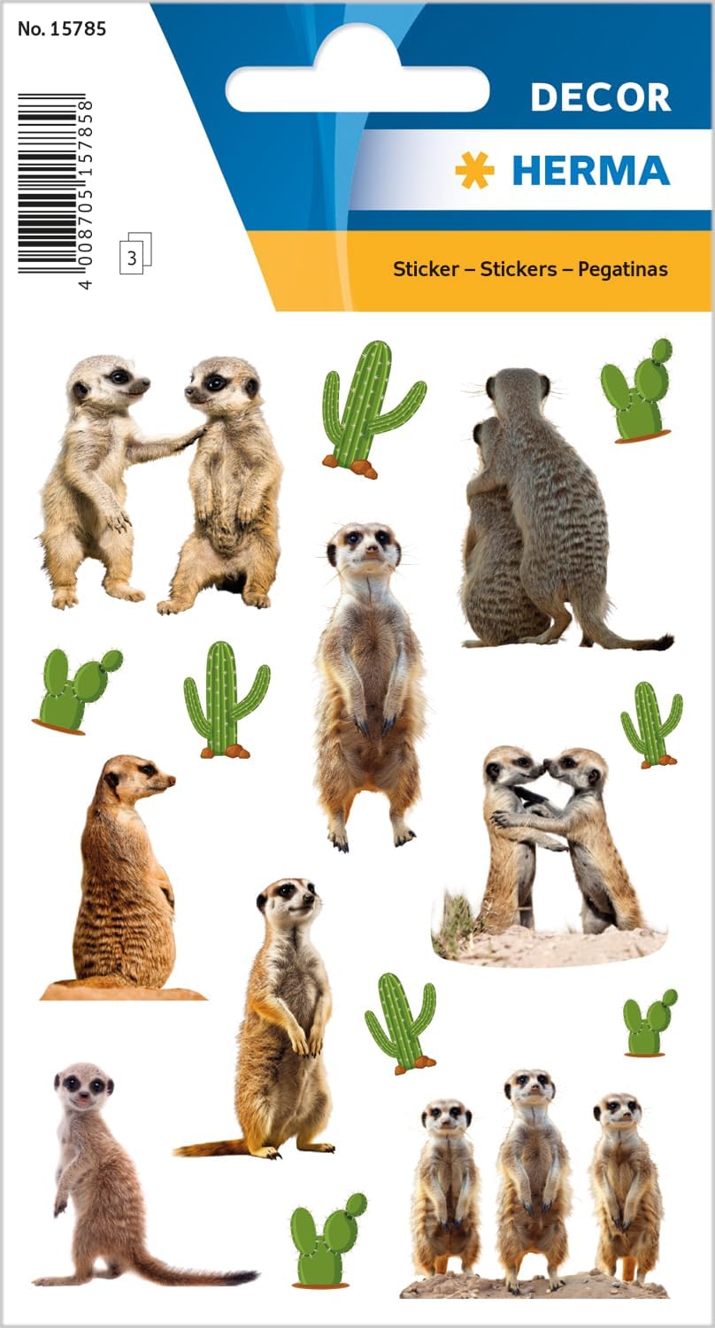 HERMA Decor Sticker Erdmännchen - 48 Aufkleber - 15785