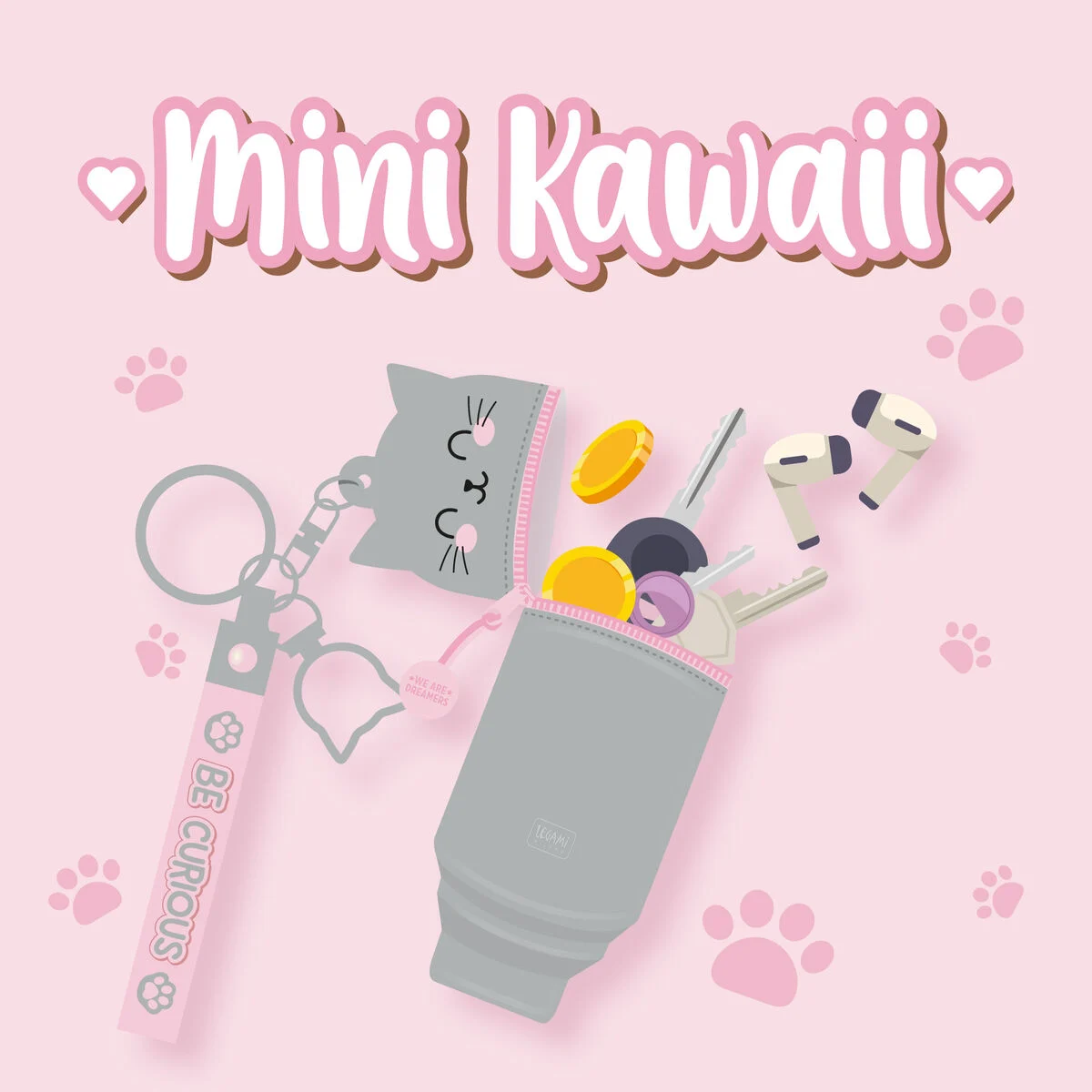 Legami Münztasche mit Schlüsselanhänger - Mini Kawaii - Kitty