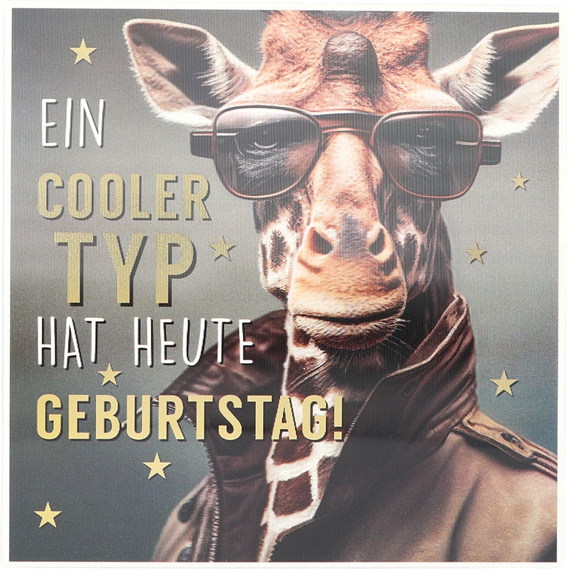 3D Musikkarte quadratisch - 009 - "Ein cooler Typ hat heute Geburtstag!"