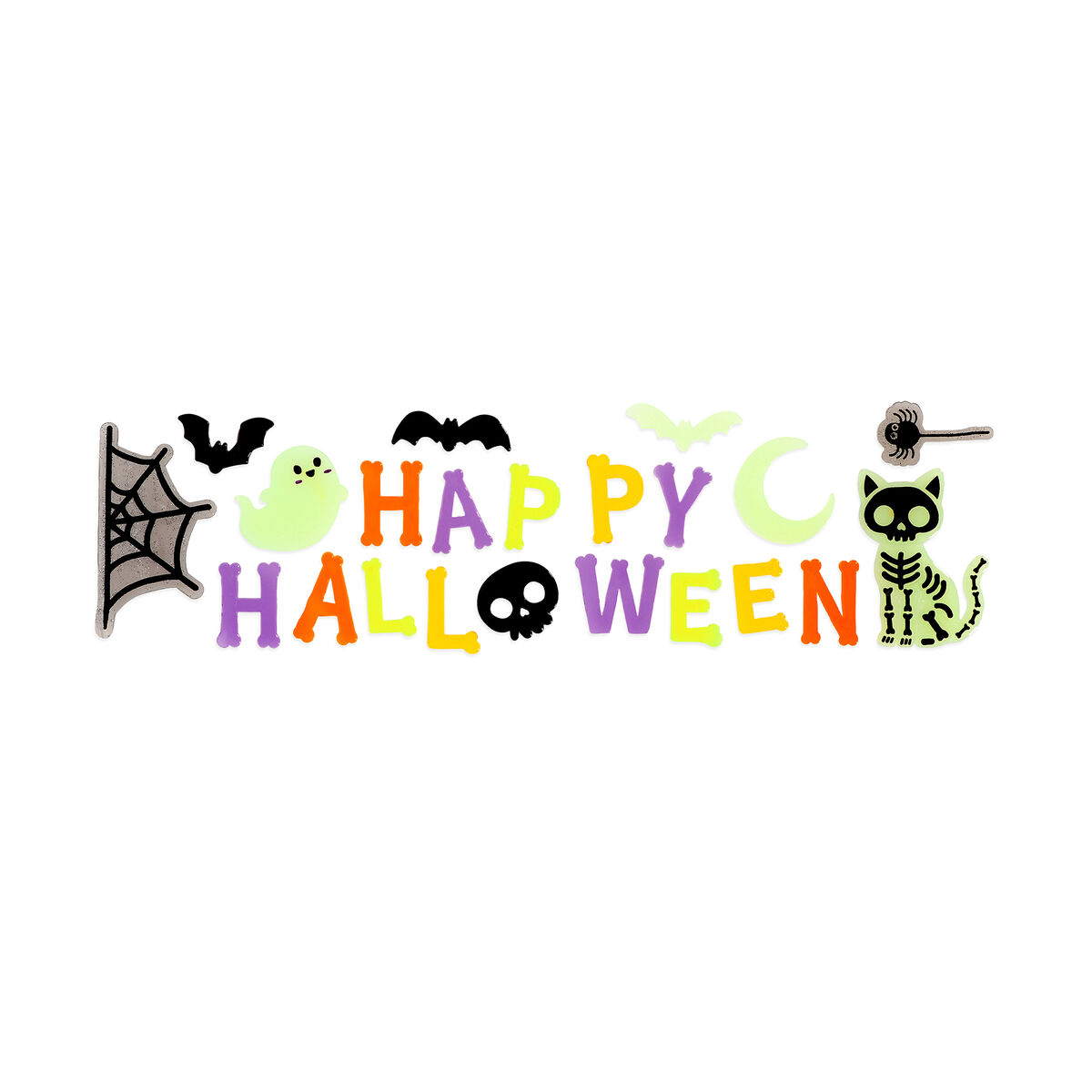 Legami Set mit 29 Gel-Fensteraufklebern - Windo-Glow - Happy Halloween & Spinnennetz