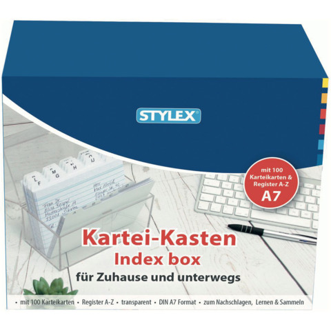 STYLEX Karteikasten, DIN A7, inkl. 100 Karteikarten