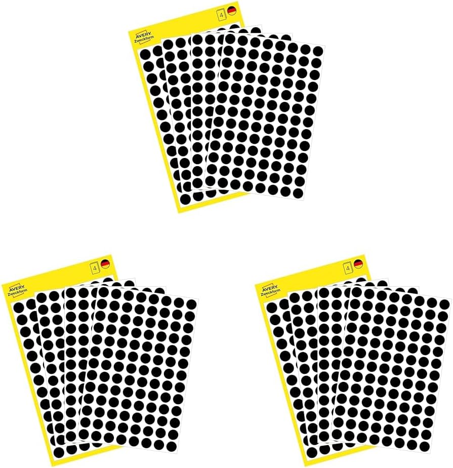 Avery Zweckform 3009 (3er-Packung) - Markierungspunkte schwarz - 1248 Stück