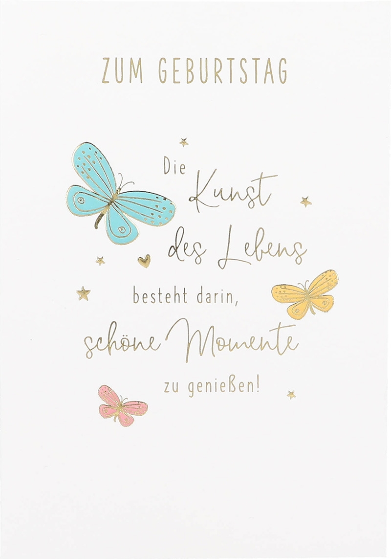 Besonders schön Klappkarte mit Naturpapier-Umschlag - 028- "Zum Geburtstag. Die Kunst des Lebens besteht darin, schöne Momente zu genießen!"
