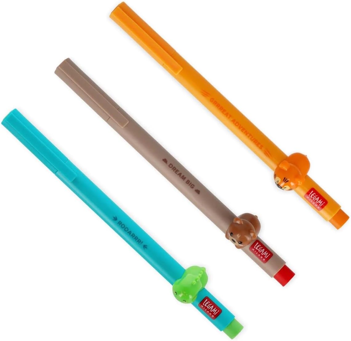 Legami Lovely Friends 3er-Set Gelstifte - Dino, Teddy, Tiger