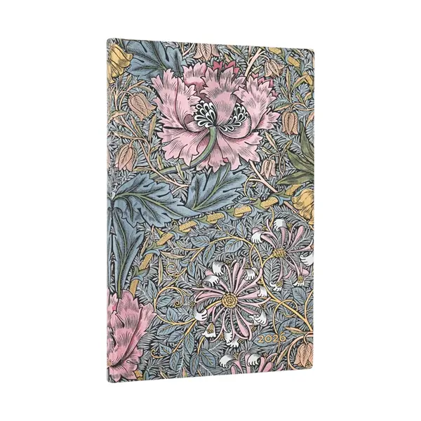 paperblanks Kalender 2026 - Morris Heckenkirsche in Pink - Maxi - Horizontal - Flexi
