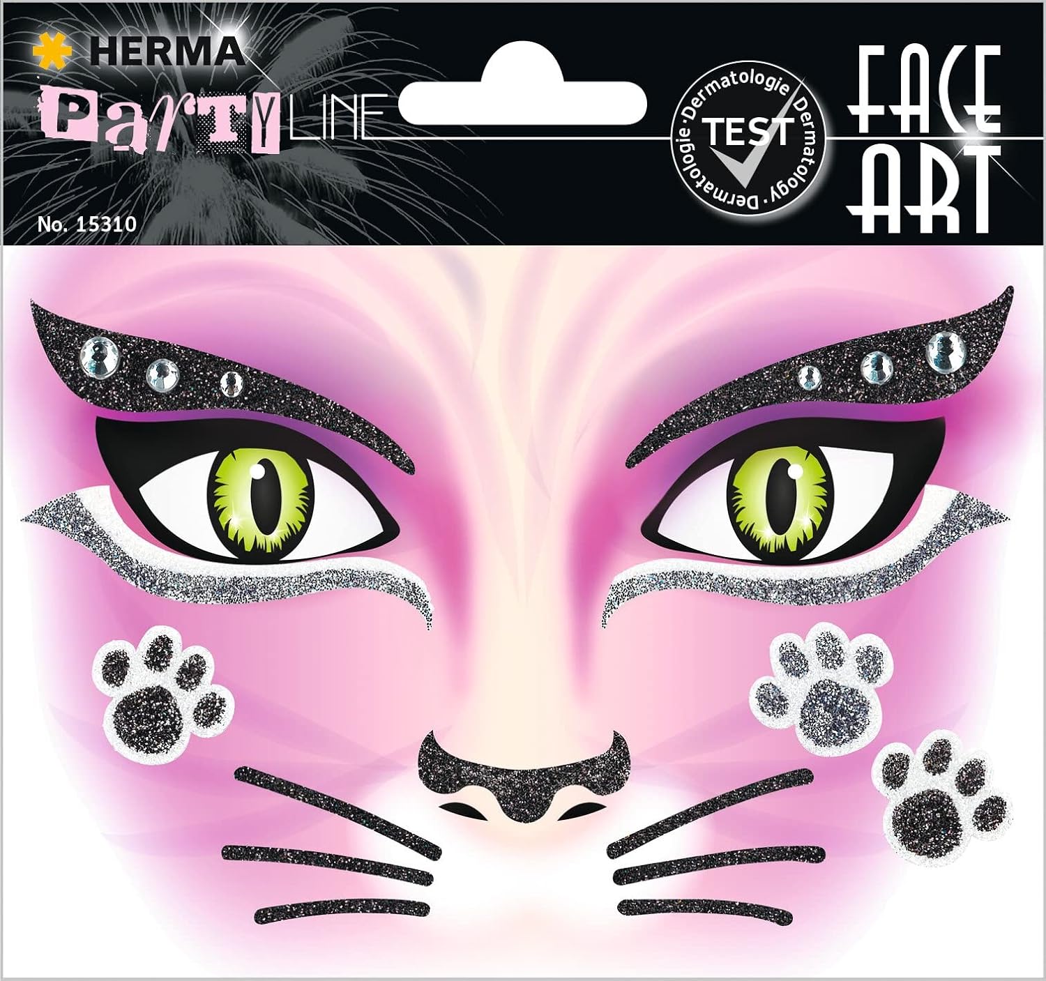 HERMA Face Art Sticker - ablösbare Gesichtsaufkleber für Karneval, Fasching, Halloween - Katze