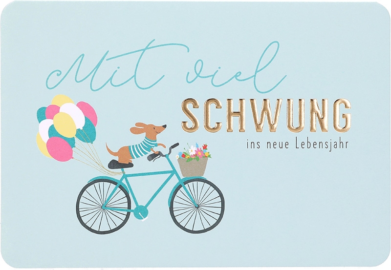 Kunterbunt Klappkarte 063 - Mit viel Schwung ins neue Lebensjahr