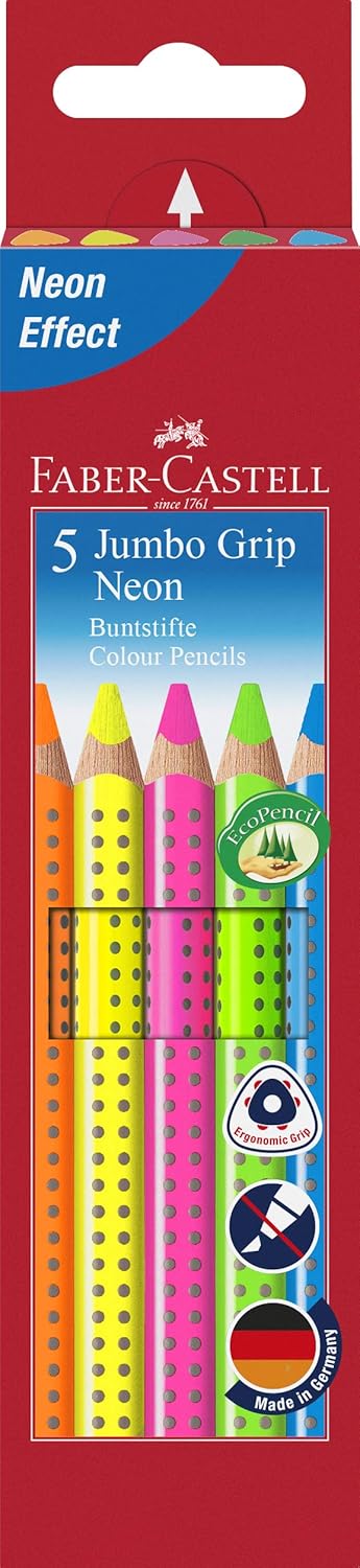 FABER-CASTELL Buntstifte Jumbo Grip Neon - 5er-Etui