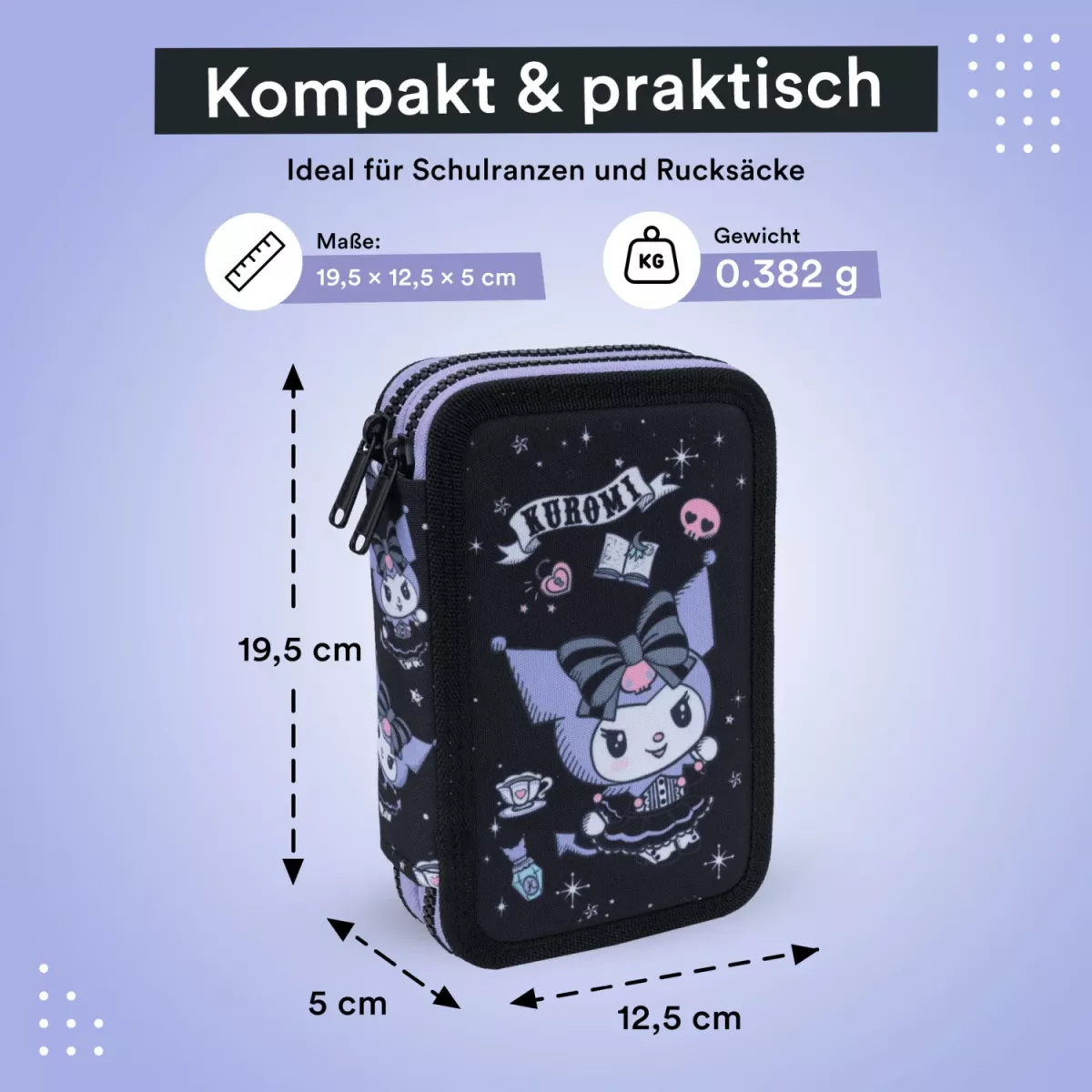 Coolpack JUMPER 2 gefülltes Etui Kuromi – 2 Fächer, 35-teilig