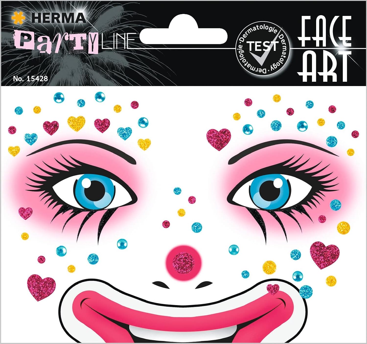 HERMA Face Art Sticker - ablösbare Gesichtsaufkleber - Clown Annie - für Karneval, Fasching, Halloween