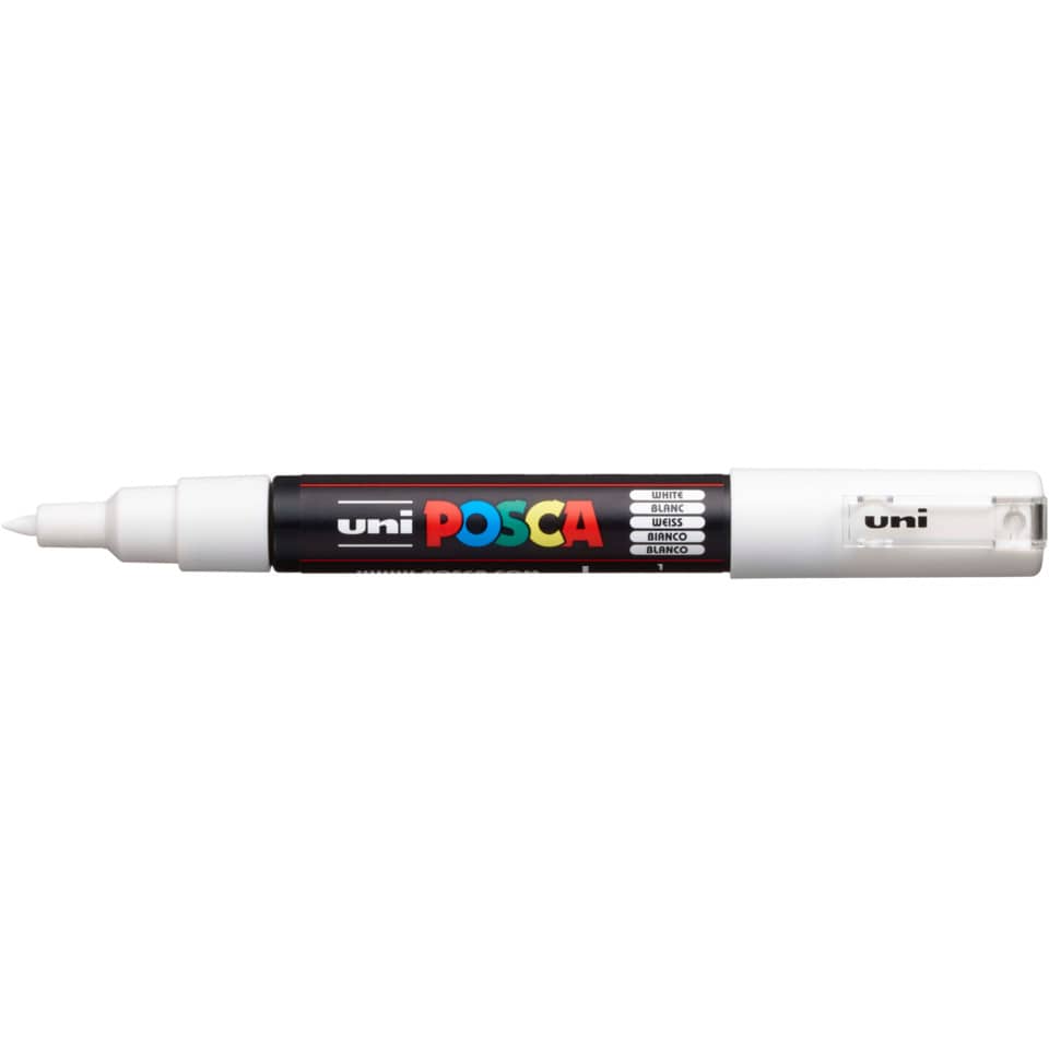 Uni-Posca Acrylstift PC-1MC, Pigmentmarker, Rundspitze, 0.70 mm - Weiß