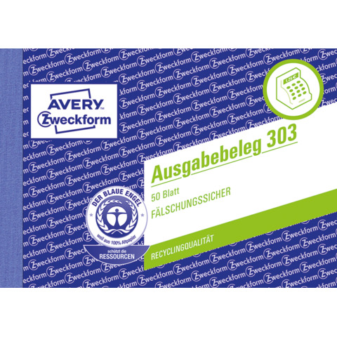 AVERY ZWECKFORM Ausgabebeleg mit Dokumentendruck, A6 quer, gelb, 50 Blatt