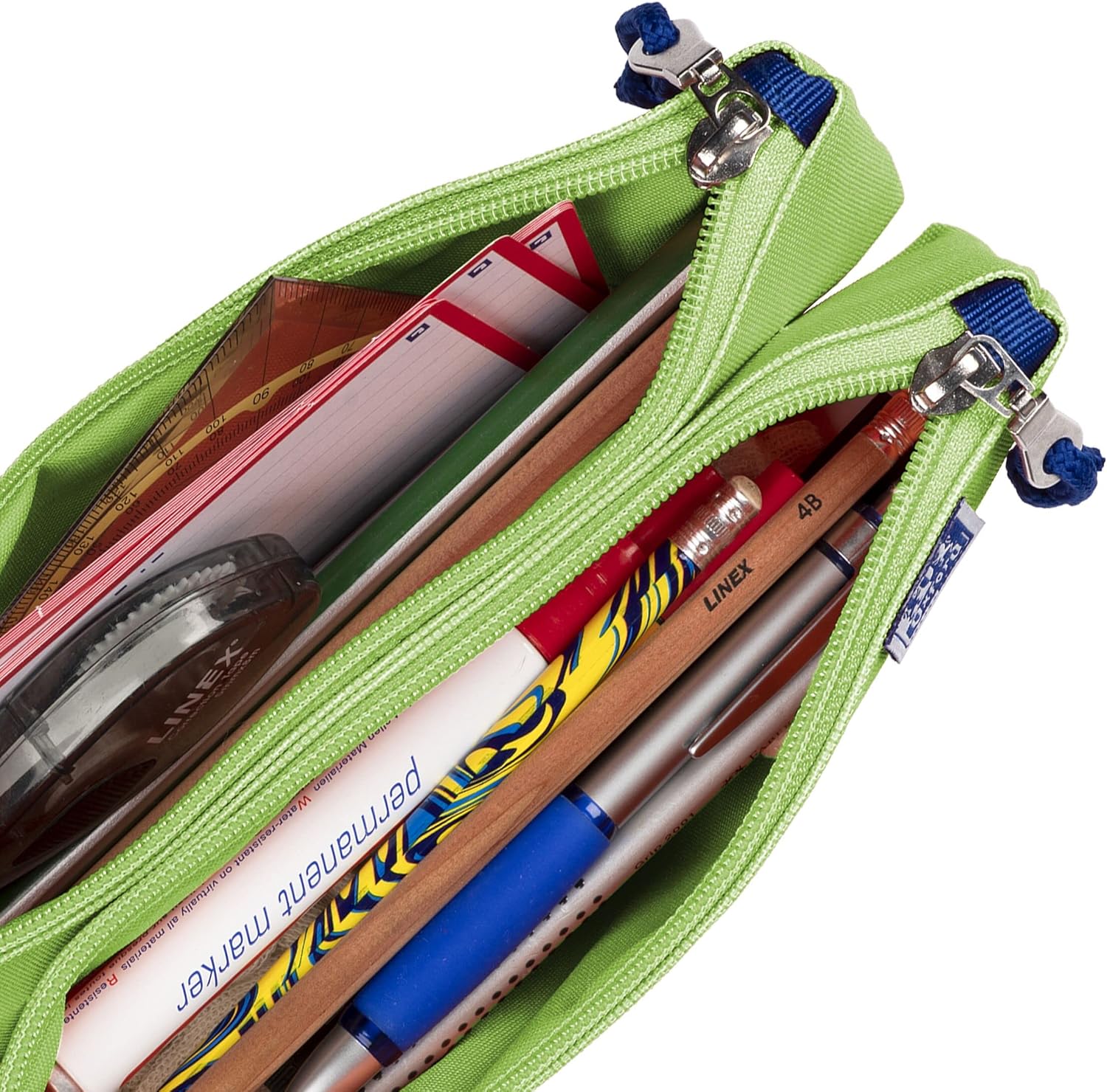 Oxford Federmäppchen mit Doppel-Fach, 2 Taschen, neongrün