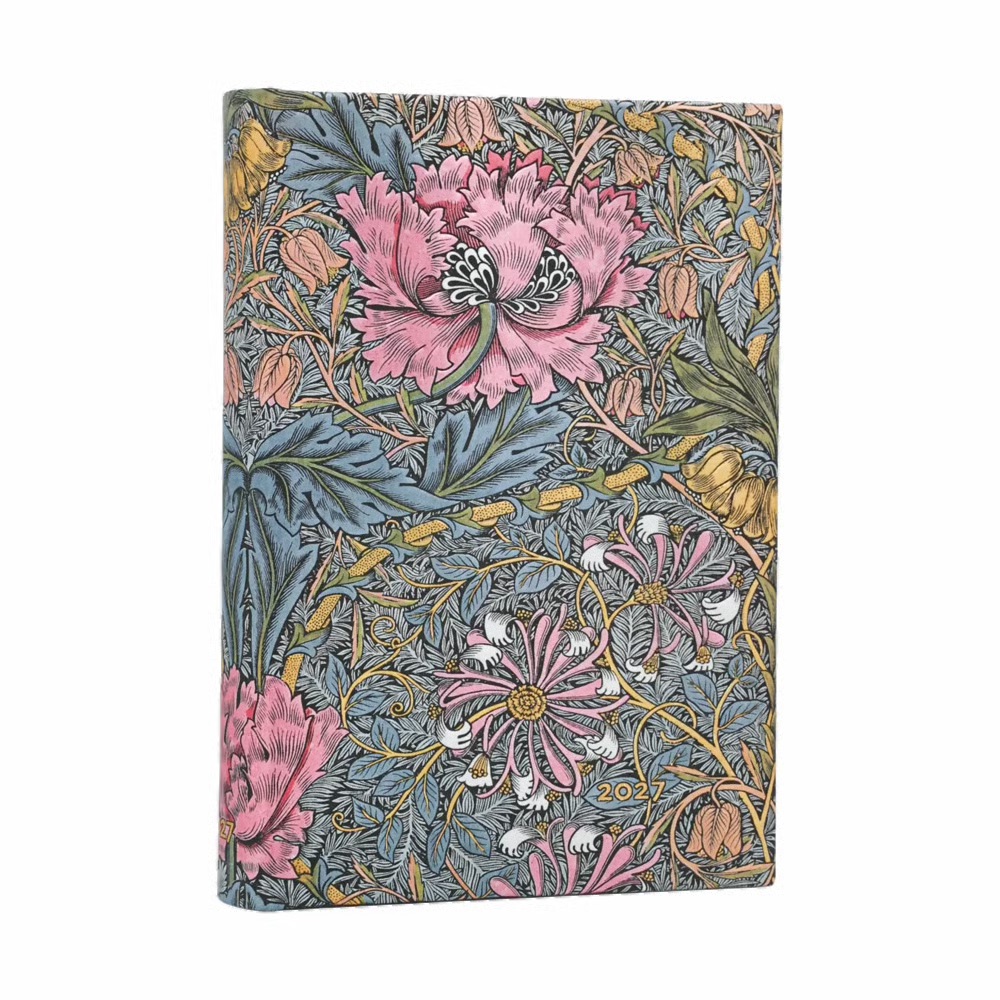 Paperblanks 2027 Morris Heckenkirsche in Pink Softcover Maxi Horizontal 12-Monatskalender