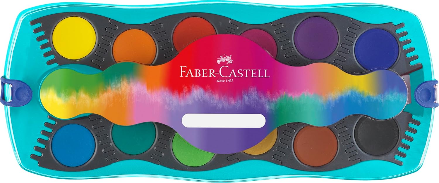 FABER-CASTELL Farbkasten Connector mit 12 Farben, inkl. Deckweiß - türkis