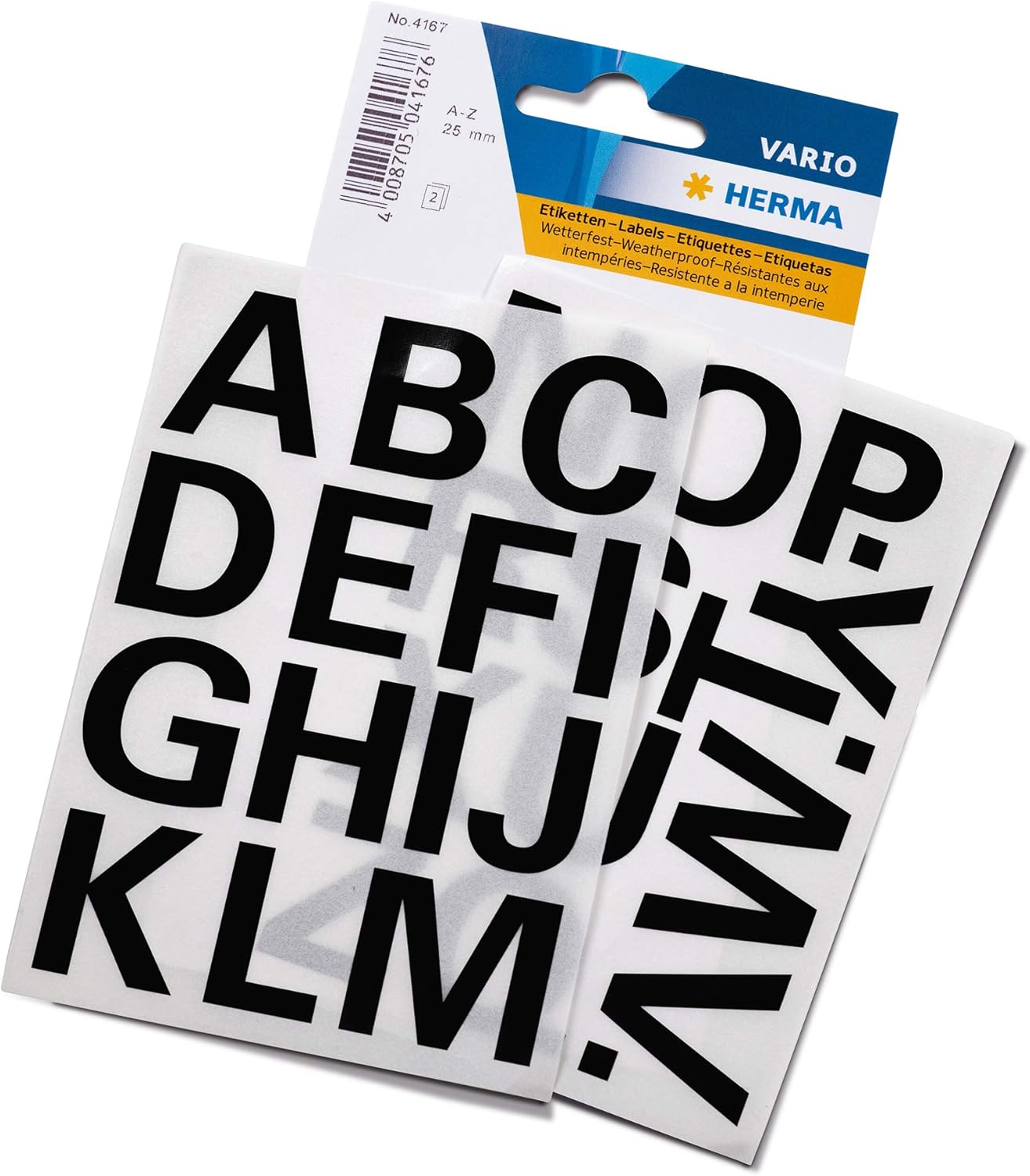 HERMA Vario Buchstaben Etiketten A-Z, 25mm, 30 Aufkleber, wetterfest, schwarz - 4167