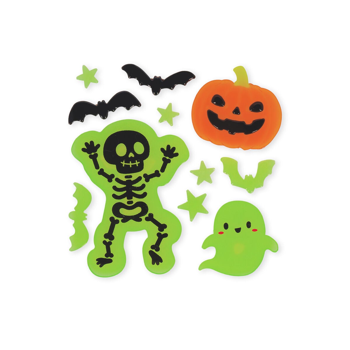 Legami Set mit 11 Gel-Fensteraufklebern - Windo-Glow - Skelett, Kürbis & Geist - Halloween