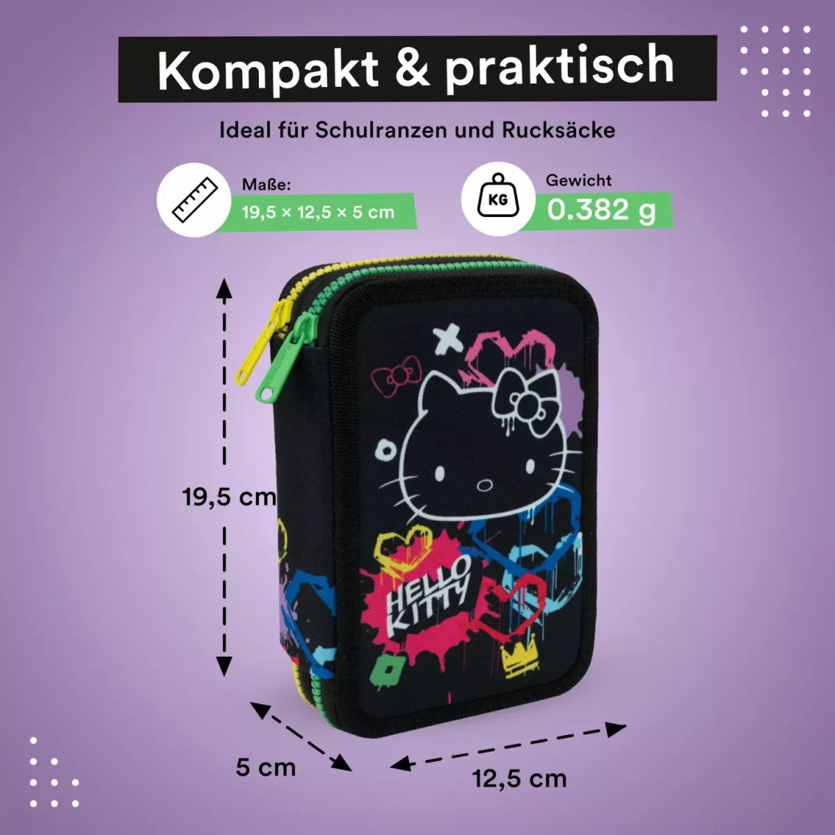 Coolpack JUMPER 2 gefülltes Etui Hello Kitty Graffiti – 2 Fächer, 35-teilig