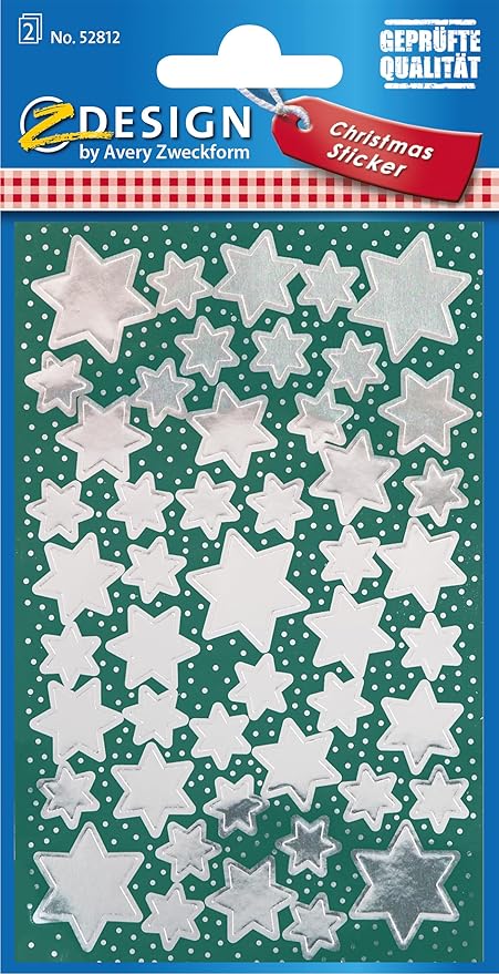 Avery Zweckform 52812 Weihnachtssticker - Sterne, 96 Stück, sortierte Größen
