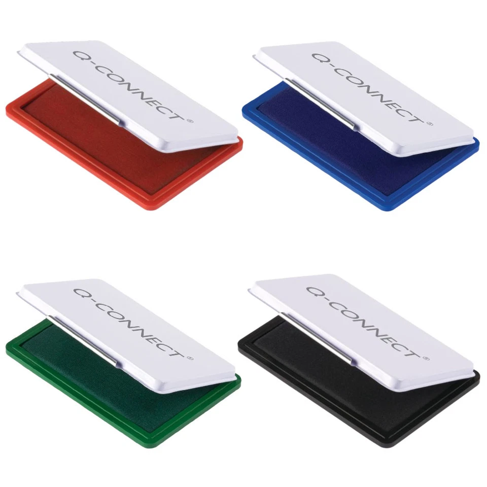 Q-Connect Stempelkissen 4er-Set 9x5,5cm (schwarz, blau, rot, grün)